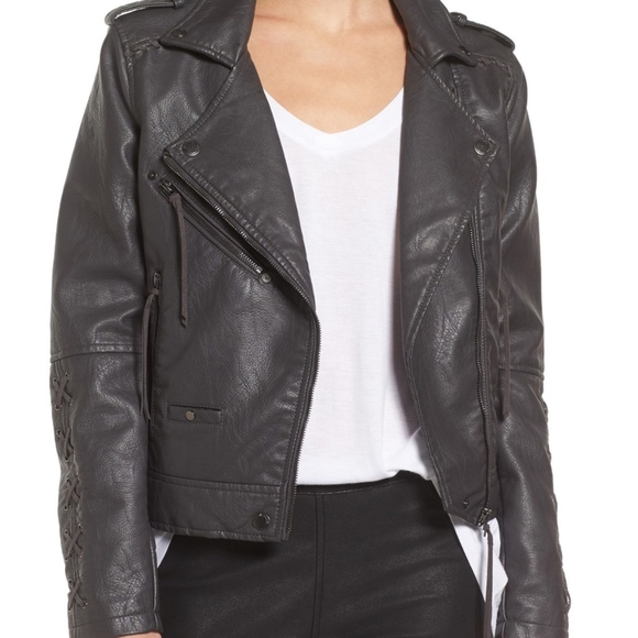 blanknyc denim faux leather moto jacket